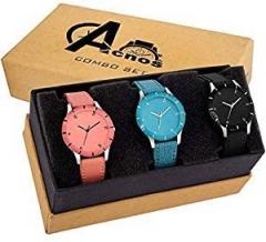 Acnos Analogue Women's Watch Pack of 3 Multicolored Dial Multicolored Colored Strap