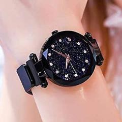 Acnos Black Round Diamond Dial with Latest Generation Black Magnet Belt Analogue Watch for Women Pack of 1 DM BLACK05