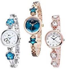 Acnos Brand A 3 Metal Strap Analogue Multicolour Dial Women's Watches Bangle Combo Pack of 3