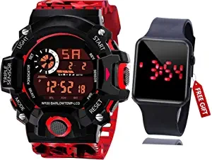 Acnos Brand A Digital Watch with FRE Square LED Shockproof Multi Functional Automatic 5 Color Army Strap Waterproof Digital Sports Watch for Men's Kids Watch for Boys Watch for Men