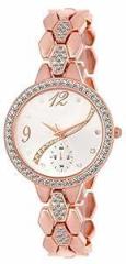 Acnos Premium Round Diamond Silver Dial Analogue Watch for Women's and Girl's Pack of 1