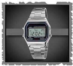 Acnos Premium Vintage Series Digital Grey Dial Silver Band Women's Stainless Steel Watch Men's Watch