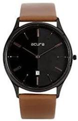 Acura Analog Slim Watch for Men & Women. Cool, Classy, Trendy, Funky, Stylish Unisex Watches. Round Two Toned Black Dial Brown Strap