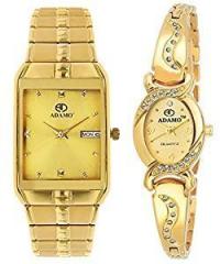ADAMO Enchant Calendar Analogue Gold Dial Couple's Watch 9151 2468Ym04