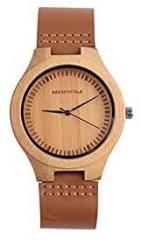 AEROPOSTALE Unisex Wooden Wrist Watch Brown Patterned Dial & Leather Straps Analogue Watch