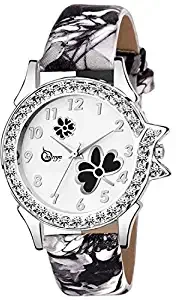 Analogue Multicolor Dial and Colorfull Black Leather Strap Watch for Girl's &Women' 331