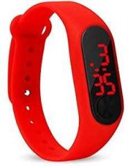 Alkh Digital Unisex Child Watch Black Dial, Red Colored Strap