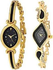 Analog Golden Black Dial Watches for Girls Pack of 2 RG FLX 50