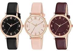 Analog Multi Colored Dial Fashion Combo Watch for Women and Girls Pack of 3
