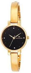 Analog Women's Watch Black Dial Gold Colored Strap