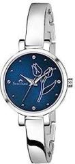 Analog Women's Watch Blue Dial Silver Colored Strap .