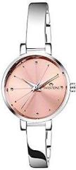 Analog Women's Watch Pink Dial Silver Colored Strap