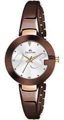 Analog Women's Watch Silver Dial Brown Colored Strap