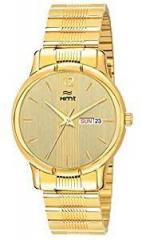 Analogue Men's Watch Gold Dial Gold Colored Strap