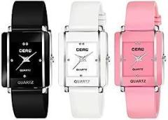 Analogue Square Dial Multi Colour Pu Strap Wrist Watch for Girls & Woman's