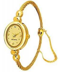 Analogue Women's Watch Gold Dial Gold Colored Strap