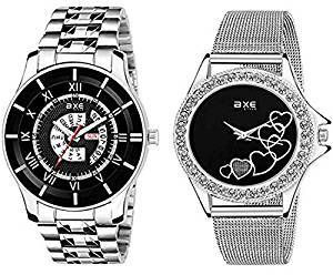 AXE style Day and Date Couple Combo Multicolor Watch Black