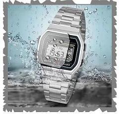 Azon Brand Digital Silver Colour Vintage Square Dial Unisex Wrist Watch for Men Watch for Women Pack of 1 GASIO SILVR