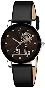 Analogue Girls' Watch Black Dial Black Colored Strap