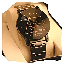 Analogue Women's & Girls' Watch White Dial Black & Rose Gold Colored Strap