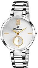 Buccachi Analogue Women's Watch White Dial Silver Colored Strap