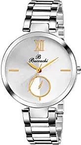 Analogue Women's Watch White Dial Silver Colored Strap