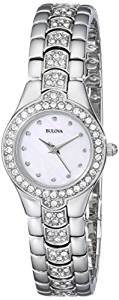 Bulova Crystal Analog Mother of Pearl Dial Women's Watch 96T14