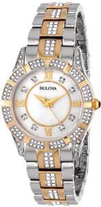Bulova Crystal Analog Mother of Pearl Dial Women's Watch 98L135