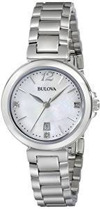 Bulova Diamond Analog Mother of Pearl Dial Women's Watch 96P149
