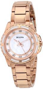 Bulova Diamond Analog Mother of Pearl Dial Women's Watch 98P141