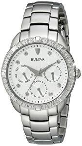 Bulova Diamond Analog White Dial Women's Watch 96R195