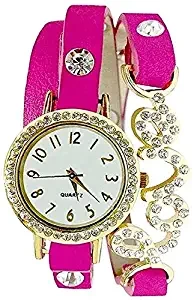 Bracelet Love Dori Pink Color Analogue Watches for Women & Girls.