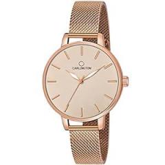 Carlington Big Dial Women s Watch with Stainless Steel Mesh Strap, Adjustable Clasp and Water Resistant Body Silver/Rose Gold/Black Dial | Rakhi Gift | Gift for Sister | Gift for Girls