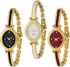 Analogue Girls' Watch Multicolour Dial Assorted Colored Strap Pack of 3