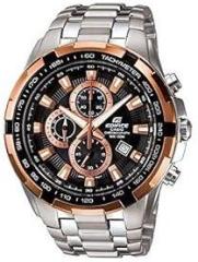 Casio Edifice Analog Black Dial Rose Gold Band Stainless Steel Men Watch EF 539D 1A5VDF ED368