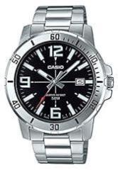 Casio Men Stainless Steel Enticer Analog Black Dial Watch Mtp Vd01D 1Bvudf A1361, Band Color Silver