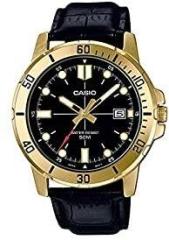 Casio MTP VD01GL 1EV Men's Enticer Gold Tone Leather Band Black Dial Casual Analog Sporty Watch