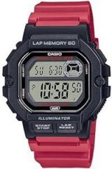 Casio Unisex Resin Digital Gray Dial Watch Ws 1400H 4Avdf, Band Color Red