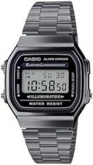 Casio Vintage Digital Black Dial Gray Band Unisex Stainless Steel Watch A168WGG 1ADF D181