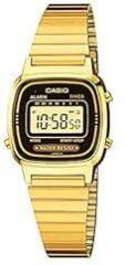 Casio Vintage Digital Multicolor Dial Gold Band Unisex Stainless Steel Watch LA670WGA 1DF D124