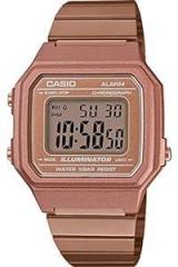 Casio Vintage Digital Stainless Steel Rose Gold Dial Brown Band Unisex Watch B650WC 5ADF D200