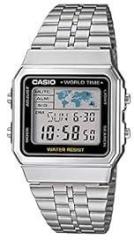 Casio Vintage Series Digital Grey Dial Silver Band Unisex's Stainless Steel Watch A500WA 1DF