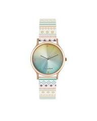 Chumbak Round Dial Analog Watch for Women|Aztec Ombre Collection| Printed Vegan Leather Strap|Gifts for Women/Girls/Ladies |Stylish Fashion Watch for Casual/Work White
