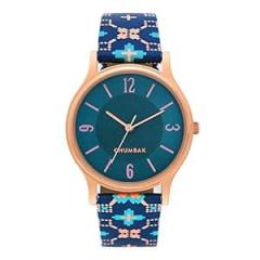 Chumbak Round Dial Analog Watch for Women|Ethnic Touch Collection| Printed Vegan Leather Strap|Gifts for Women/Girls/Ladies |Stylish Fashion Watch for Casual/Work Blue