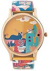Chumbak Teal By Chumbak Cat Village Wrist Watch with Printed Strap