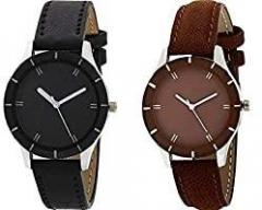 CLOUDWOOD Special Super Quality Analog Watches Combo Look Like Preety for Girls and Womne Pack of 2 Black Brown
