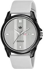 CRESTELLO Silicone Strap Analog Wrist Watch for Men with Day & Date Display