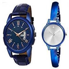 crispy Analogue Unisex Watch Blue & Silver Dial Multicolour Strap Pack of 2
