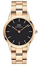 Daniel Wellington Iconic Analogue Unisex Watch Black Dial Rose Gold Colored Strap
