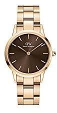 Daniel Wellington Iconic Link Amber Rose Gold Strap Brown Dial Watch